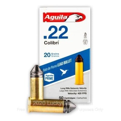 Aguila Super Colibri Subsonic Powderless, .22LR, LSP, 20 Grain, 50 Rounds - $5.69 (Buyer’s Club price shown - all club orders over $49 ship FREE)