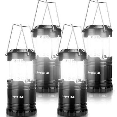 Lepro LED Lanterns Battery Powered, Camping Essentials, Collapsible, IPX4 Water Resistant, 4 Pack - $18.94 + FREE Shipping