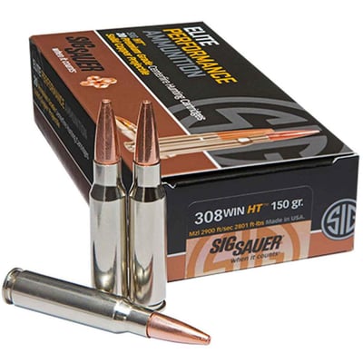 Sig Sauer Nickel-Plated Elite Hunting 308 Winchester 150gr JHP Rifle Ammo 20 Rounds - $34.97  (Free S/H over $49)