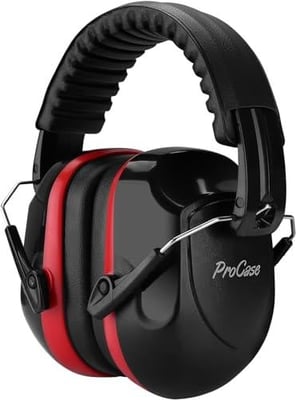 ProCase NRR 28dB Noise Reduction Ear Muffs, Foldable Adjustable Passive Noise Cancelling Headphones for Adults Kids Autism, Hearing Protection for Shooting, Construction, Mowing, Studying -Red - $9.99 + FREE Shipping
