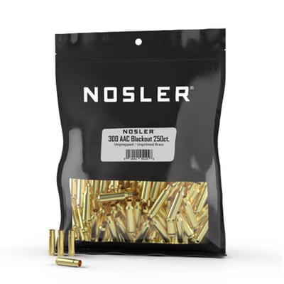 Nosler Unprimed Unprepped Brass Rifle Cartridge Cases .300 AAC Blackout 250/ct (BULK) - $154.99 