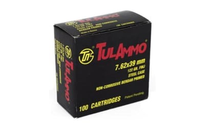 Tulammo 7.62x39mm 122gr, FMJ, Steel Case, 100rd/Box - $49.99