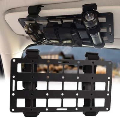  Car Visor Organizer,Rigid Aluminum Alloy MOLLE Panel Compatible with Backpack Tactical, Versatile Car Sun Visor Organizer for Trucks Vehicle SUV Interior Accessories - $13.99 After Code “R7T52NUQ” (30%OFF)  (Free S/H over $25)