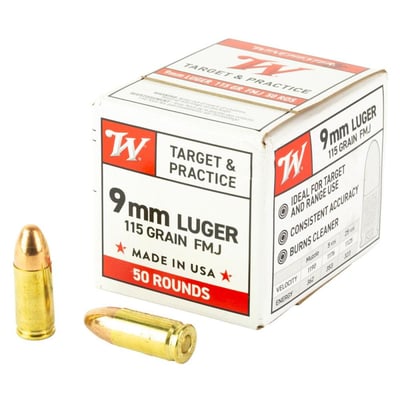 Winchester USA Target 9mm 115gr FMJ Ammo, 50rds - $9.99 
