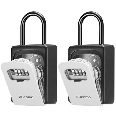 Puroma Lock Box, Large Key Lock Box Resettable Combination Code, Waterproof, Door Handle House Key, Gray (2 Pack) - $28.04 + FREE Shipping
