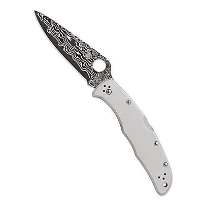Spyderco Endura 4 Signature Knife with 3.83" Damascus VG-10 Steel Blade and Titanium Handle - PlainEdge - $200.28 (Free S/H over $25)