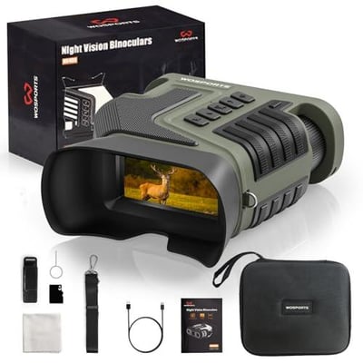 WOSPORTS 4K Night Vision Goggles, up to 80X Total Magnification, 64GB TF Card, 1315FT Infrared Night Vision - $119.95 + FREE Shipping