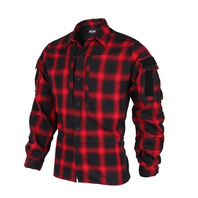 Bacraft Tactical Button Up Long Sleeve Shirt RED/BLUE/GREY- $52.8 After Code"HAPYOCT"