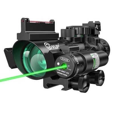 CVLIFE 4x32 Prism Scope Red & Green & Blue Illuminated Reticle with Fiber Optic Sight & IIIA/2MW Laser - $53.54 w/code "JCNAVQ9F" + FREE Shipping