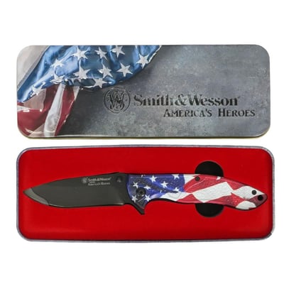 Smith & Wesson America's Heros Folder With Gift Tin Red/White - $14.99