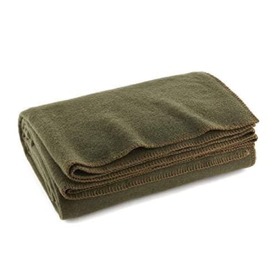 Olive Drab Green Warm Fire Retardant Blanket, 66" x 90" (80% Wool)-US Military Style - $22 + FREE Shipping