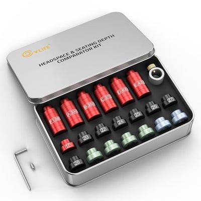 CVLIFE Headspace and Seating Depth Comparator Kit with 14 Inserts and 6 Bushings with Tin Box, Aluminum - $31.49 w/code "PULYSO66" + FREE Shipping