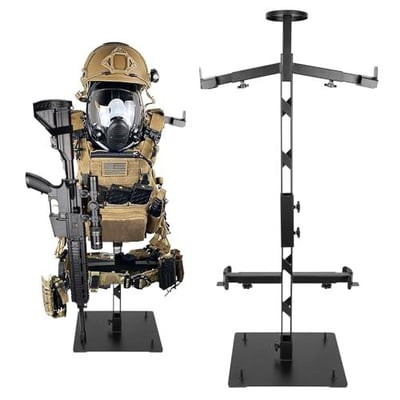  Tactical Gear Stand Helmet Vest Belt Display Rack,Heavy Duty Steel Tactical Vest Hanger,Adjustable Free-Standing Organizer for Tactical Gear and Police Duty Gear Rack Hold Up to 100 lbs - $43.4 After Code “79I42K7N” (30%OFF) + FREE Shipping