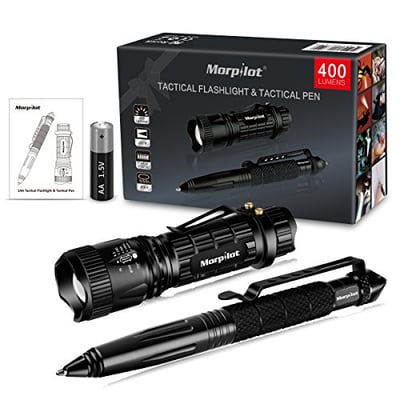 EDC Tactical Pen - Morpilot EDC Pen Flashlight Set Glass Breaker Self Defense Weapon Survival Tool Gear with Black - $13.99 (Free S/H over $25)