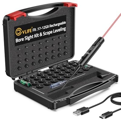 40% off CVLIFE Rechargeable Green/Red Laser Bore Sight Kit with 64 Caliber Adapters for .17 to 12GA, Magnetic Scope Leveling Tool & Scope Level w/code MXVRQO54 - $35.99 + FREE Shipping