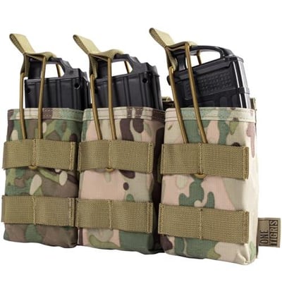 OneTigris Tactical Pistol Mag Pouch - Open-Top Triple 5.56mm Magazine Pouch for M4/M16/AR-15 & 5.56 AK Variants, with Elastic Rifle, Quick-Release Insert & MOLLE Compatibility (Camouflage) - $16.99 + FREE Shipping