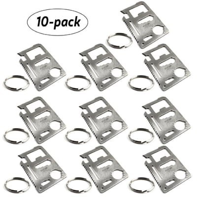 11 Function Credit Card Size Survival Pocket Tool 10 pack & Keyrings - $12.99 (Add-on Item) (Free S/H over $25)