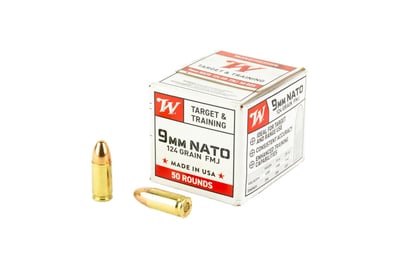 Winchester USA Target 9mm NATO FMJ 124Gr Ammo - 50 round box - W9NATO50 - $14.99 (FREE Shipping over $50)