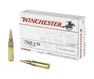 Winchester USA 7.62 Nato 147g FMJ Ammunition 20rds - $18.99