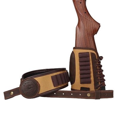 TOURBON Canvas Leather Gun Sling for Rifle with Ammo Holder, Anti-slip Buttstock Cheek Riser Pad - $44.99 + FREE Shipping