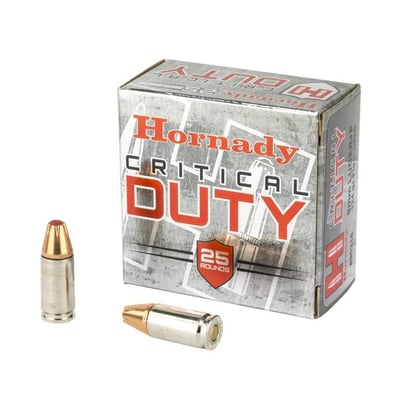 Hornady Critical Duty 9MM +P 124 Grain FlexLock Duty 25 Round Box 250 Round Case - $240 (Free S/H)