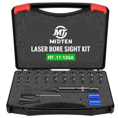 MidTen Laser Bore Sight Kit with Button Switch with 32 Adapters for 0.17 to 12GA Calibers - $18.75 w/code "2EB3F68M" + 22% Prime discount (Free S/H over $25)