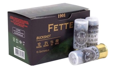 Fetter 2.75" 1 1/8 oz 00 Buck 12 Gauge Ammunition, 15 Rounds - $7.99