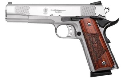 Smith & Wesson 1911 E Series 45 ACP 5" 8 Round Stainless Steel Laminate Wood Grip Pistol - $899.98