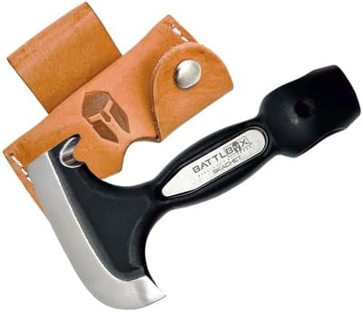 BATTLBOX Skachet Axe Head Skinner Hammer Hatchet Vintage Survival Tool - 3.5in Carbon Steel Blade Edge - Genuine Leather Sheath, Belt Loop - Bushcraft Outdoor Survival Ax Skatchet - $63.99 + FREE Shipping