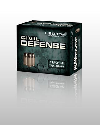 Liberty 45 Auto/ACP+P 78gr HP Civil Defense Ammunition 20rds - LA-CD-45-013 - $43.99