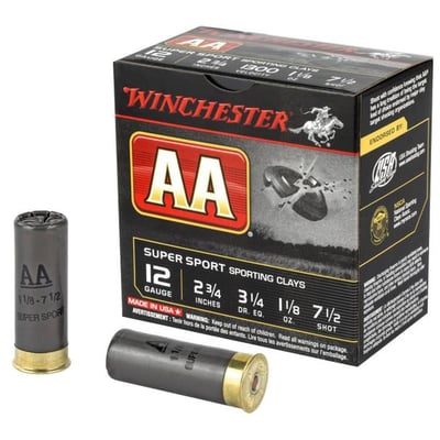 Winchester AA Super Sport Sporting Clay 12 Gauge 2.75" 1-1/8oz 7.5 Shot 500 Rounds - $215 (Free S/H)