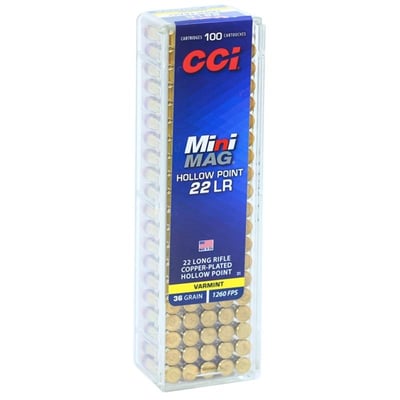 CCI Mini-Mag 22 Long Rifle Ammo 36 Grain Copper Plated Lead Hollow Point - $8.25 (FREE Shipping on Firearms and Bulk Ammo)