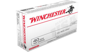 Winchester USA HANDGUN .40 S&W 165 grain Full Metal Jacket Brass Cased 50 rounds - $18.99 (Free S/H over $49 + Get 2% back from your order in OP Bucks)