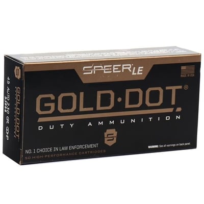 Speer Gold 45 ACP AUTO Ammo 230 Grain Jacketed Hollow Point 50 rounds - $54.99 (Free S/H)
