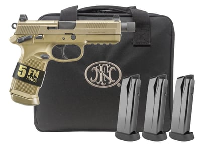 FN FNX Tactical Bundle Flat Dark Earth .45 ACP 5.3" Barrel 10-Rounds 5 Mags - $1069 (Add To Cart) $919 after $150 MIR  ($8.99 Flat Rate Shipping)