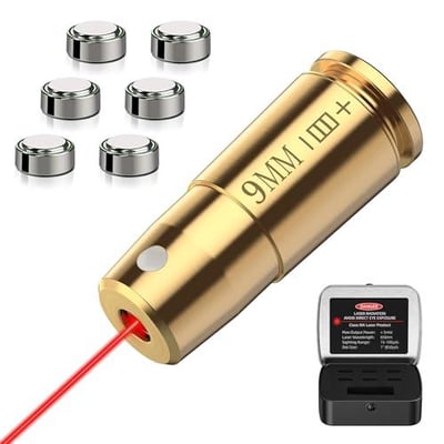 40% off EZshoot Bore Sight Laser 9mm/223 5.56mm/243 308/12-Gauge Red Laser Boresighter with Portable Tin Case and Extra Batteries w/code W9EWH4MB + FREE Shipping