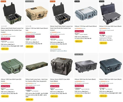 Black Friday Deals on Pelican Gun Cases @Amazon