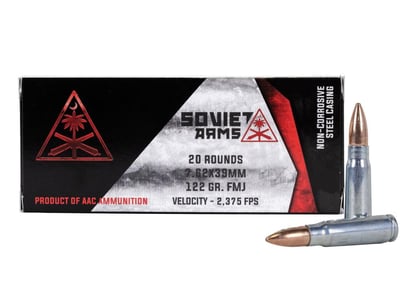AAC "Soviet Arms" 7.62x39mm 122 Grain FMJ SSSC 20rd Box Ammunition - $9.49
