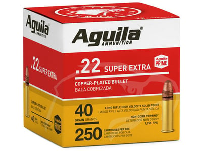Aguila Super Extra High Velocity 22 LR 40 gr Copper-Plated Solid Point 500 Bx - $24.73