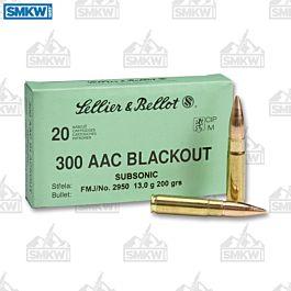 Sellier & Bellot Subsonic .300 Blackout FMJ 200 Grain 20 Rounds - $11.99 (Free S/H over $75, excl. ammo)