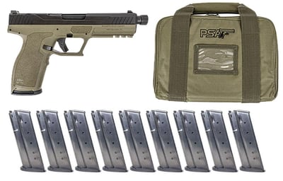 PSA 5.7 Rock Complete Optics Ready Threaded Barrel Pistol With 10 Magazines & PSA Pistol Case, 2-Tone Sniper Green - $549.99