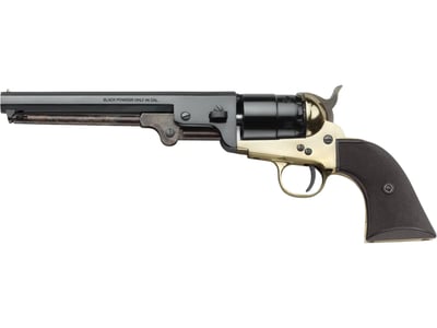 Pietta 1851 Navy Black Powder Revolver 44 Caliber 7.5" Barrel Brass Frame Blue Barrel Polymer Grip - $250.90 