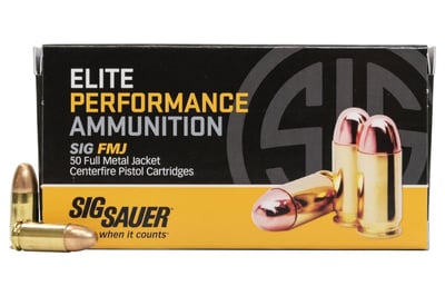 Sig Sauer 9mm Luger 147 gr FMJ Elite Ball 50/Box - $17.99