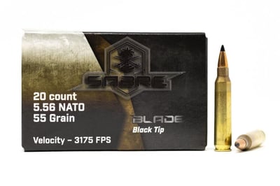 AAC "Sabre Blade Black Tip" 5.56 NATO 55 Grain 20rd Box Ammunition - $10.49 