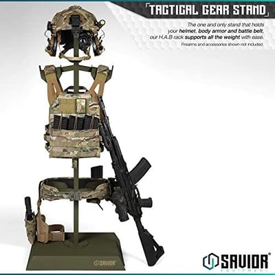 Savior Equipment H.A.B Tactical Gear Stand Helmet Vest Belt Display Rack (ODB, RAL8000 Tan, SW Gray) - $114.99 (Free S/H over $25)