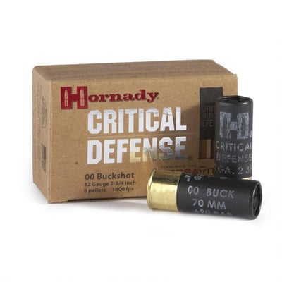 Hornady Critical Defense, 12 Gauge, 2 3/4" Shells, 00 Buckshot, 10 Rounds - $13.97 (Buyer’s Club price shown - all club orders over $49 ship FREE)