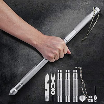 EDC Multitool Survival Gear Glass Breaker, Fire Starter, Camping Utensils, Compass, Whistle, Paracord - $23.99 (Free S/H over $25)