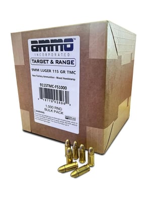 Ammo Inc 9mm 115gr TMC Ammo, 1,000rds - 9115TMC-FS1000 - $249.99