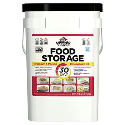 Augason Farms 30 Day Premium Emergency Food Supply Kit - 1 Person Survival Meal kit - Just Add Water - Dehydrated Meals with Long Shelf Life - Ideal for Prepping, Camping, Emergency Use - 307 Servings - $104.11 + FREE Shipping