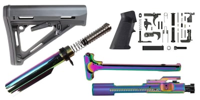 Rainbow PVD Finish Your Build Kit: AR-15 5.56 BCG + AR-15 Charging Handle + Mil-Spec AR-15 LPK + AR-15 Mil-Spec Buffer Tube Kit + Adjustable Carbine Stock - $249.99 (FREE S/H over $120)